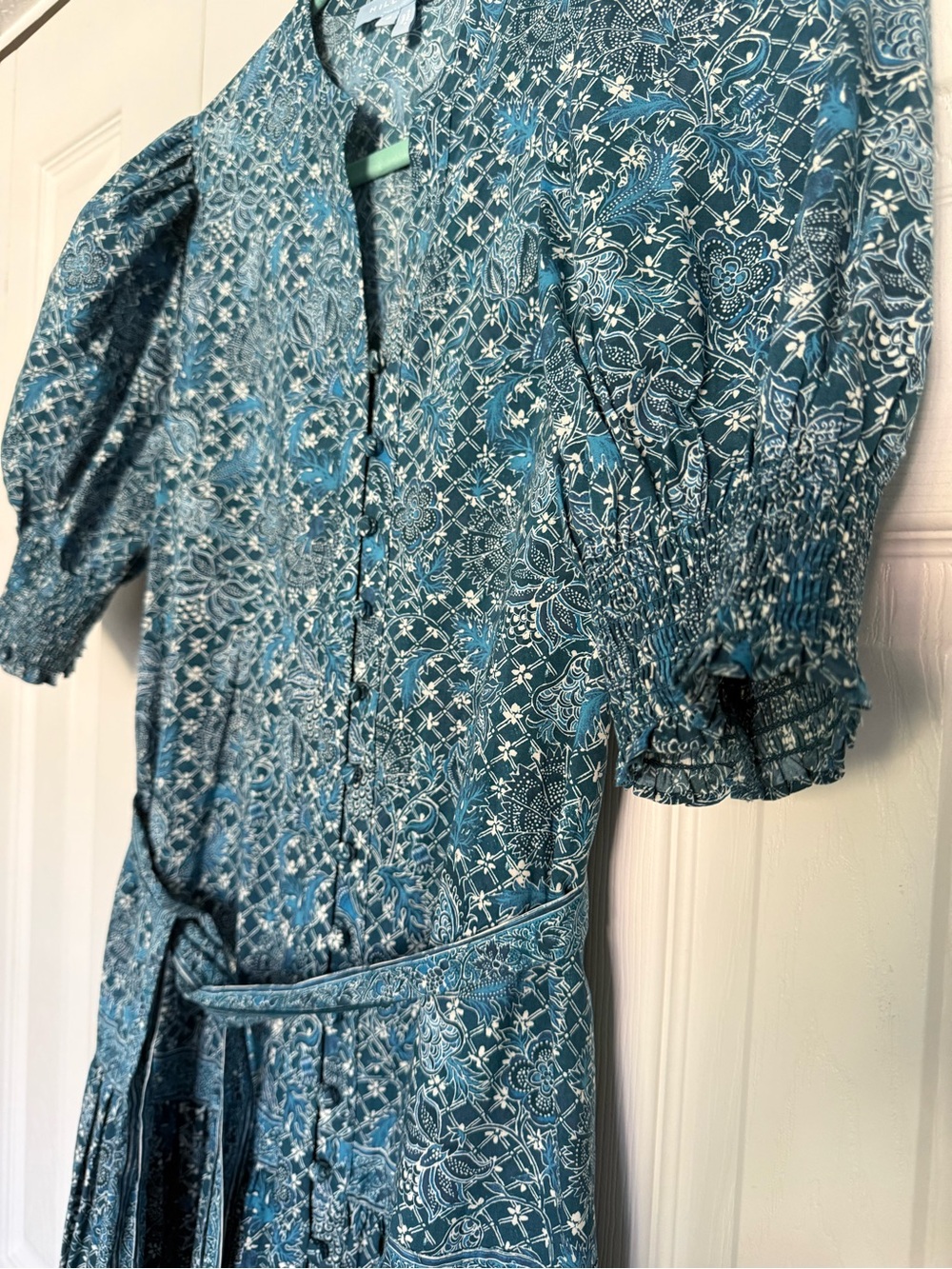 NWOT Hill House Home The Yara Dress - Timeless Navy Calico Trellis Size Small - Picture 7 of 10